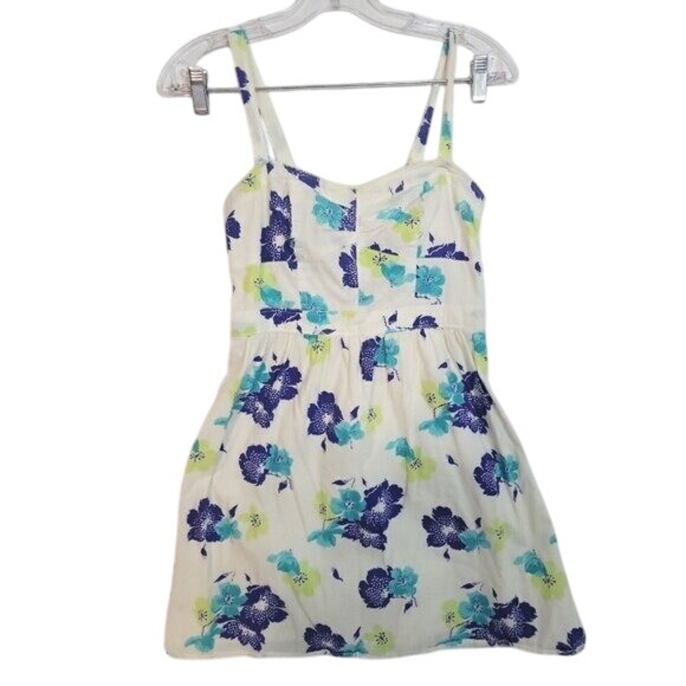 American Eagle White Mini Dress Sundress Size XS Floral Sweetheart Neck Lined